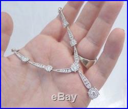 Fine 3.64ct art deco design diamond 18ct gold pendant necklace 18k 750