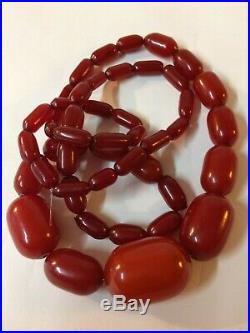 Fine Art Deco Cherry Amber Necklace Appx 94 Grams