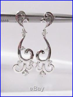 Fine Art Deco-Style Earrings & Necklace Set G VS1 Push Back 14k White Gold