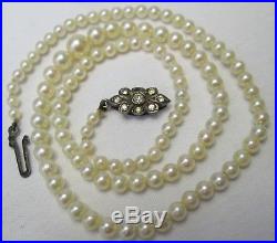 Fine Art Deco Vintage Cultured Round Graduated Pearl Necklace Hand Knotted