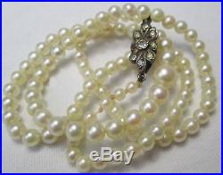 Fine Art Deco Vintage Cultured Round Graduated Pearl Necklace Hand Knotted