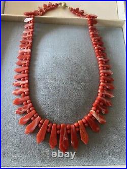 Fine Art Deco antique natural blood red AKA coral necklace
