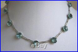 Fine Vintage Art Deco Sterling Silver Aquamarine Paste Riviere Choker Necklace