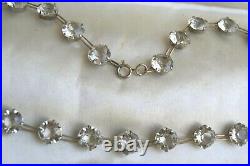 Fine Vintage Art Deco Sterling Silver Diamond Paste Set Riviere Necklace 38.0cm