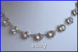 Fine Vintage Art Deco Sterling Silver Diamond Paste Set Riviere Necklace 38.0cm