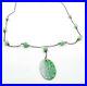 Finely Carved Art Deco 1930’s Jadeite Plaque and Bead Necklace