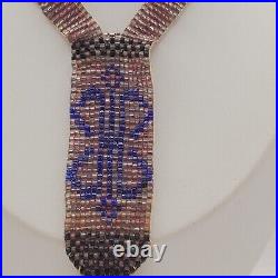 Flapper Beaded Sautoir Necklace 1920s Seed Bead Art Deco Rose Blue Black Antique