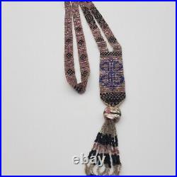 Flapper Beaded Sautoir Necklace 1920s Seed Bead Art Deco Rose Blue Black Antique