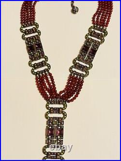 Flapper Style Necklace Signed UTC Glass Beads Crystal Rhinestone Rare Art Deco