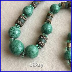 French VINTAGE Art Deco LOUIS ROUSSELET Peking GLASS Galalith BEADS Necklace