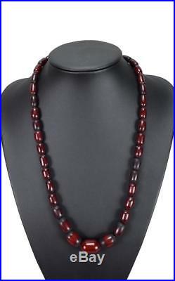 French Vintage Art Deco Red Cherry Amber Bakelite Necklace 59.7g