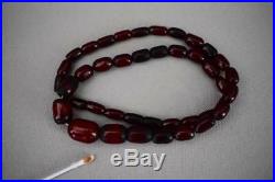 French Vintage Art Deco Red Cherry Amber Bakelite Necklace 59.7g