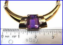 GIA Certified 40.00ct Natural Amethyst Diamond Necklace 14kt Art Deco Class
