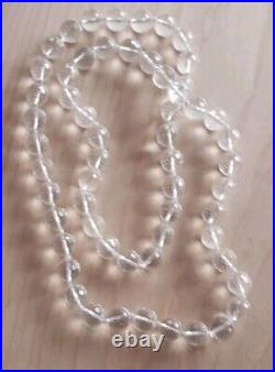 GORGEOUS Antique Art Deco QUARTZ Rock Crystal Faceted Long Necklace HEAVY WOW