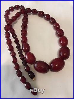 Gorgeous Early Art Deco Cherry Amber Bakelite Necklace 62 Grams