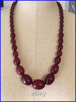 Gorgeous Early Art Deco Cherry Amber Bakelite Necklace 62 Grams