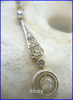 Genuine 1930s German Art Deco 585 Gold Diamond Pendant