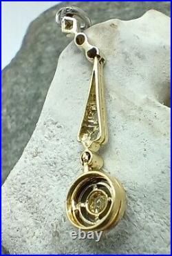 Genuine 1930s German Art Deco 585 Gold Diamond Pendant