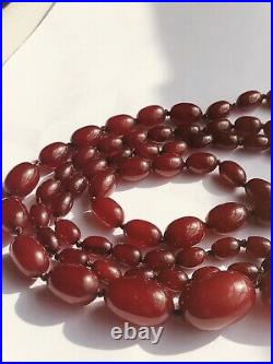 Genuine Art Deco 1920s Cherry Amber Bakelite Faturan Graduated Necklace 40 68g