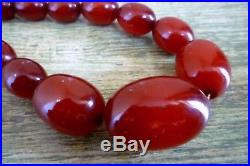 Genuine Art Deco Cherry Amber Bakelite Graduated Beads Necklace Faturan 52 Grams
