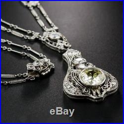 Genuine Edwardian Art Deco 10 Ct Moissanite Diamond Necklace 925 Starling Silver