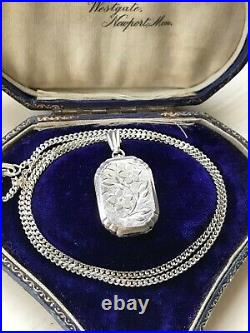 Georg Jensen Art Deco 925 Sterling Silver Locket Necklace 18 46cm Chain (D7E3)