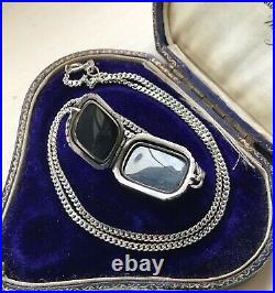 Georg Jensen Art Deco 925 Sterling Silver Locket Necklace 18 46cm Chain (D7E3)