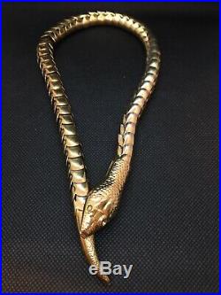 Gold Art Deco Vintage Articulated Snake Serpent Necklace Choker Marked Pat Pend