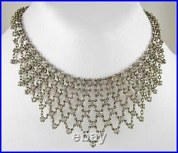 Gorgeous 1930's Sterling Colette Set Crystal Art Deco Chevron Collar Necklace