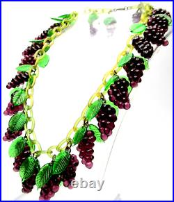 Gorgeous Glass Grape Cluster Celluloid Chain Art Deco Necklace