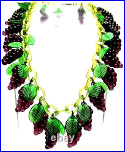 Gorgeous Glass Grape Cluster Celluloid Chain Art Deco Necklace