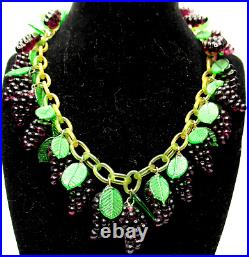 Gorgeous Glass Grape Cluster Celluloid Chain Art Deco Necklace