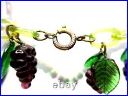 Gorgeous Glass Grape Cluster Celluloid Chain Art Deco Necklace