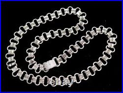 Gorgeous Vintage Art Deco Silver Tn Highly Detailed Bookchain Necklace