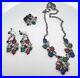 H&H Art Deco Sterling Silver Tutti Frutti Necklace, Earring, Pin Set c. 1920’s