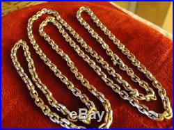 HEAVY! Vtg Taxco STERLING Art Deco X-LONG 40 CHAIN Mexico NECKLACE