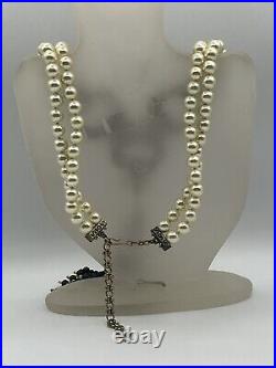 HEIDI DAUS art deco necklace STUNNING Pearls and rhinestones, Double
