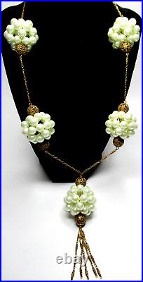 HUGE Faux Pearl Beaded Cluster French Art Deco Necklace