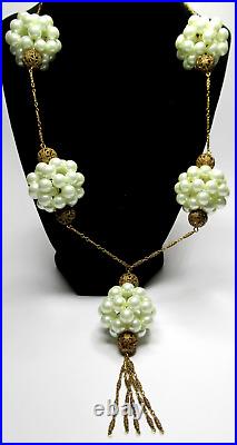 HUGE Faux Pearl Beaded Cluster French Art Deco Necklace