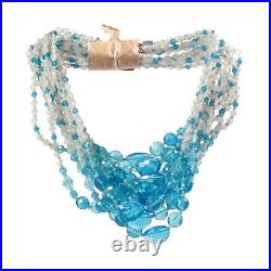 Hank (11) vintage Art Deco Czech blue glass bead necklaces