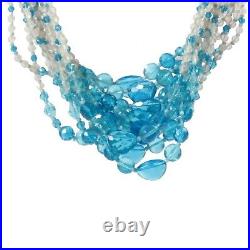 Hank (11) vintage Art Deco Czech blue glass bead necklaces