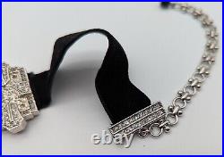 Heidi Daus Art Deco Clear Rhinestone & Black Velvet Chocker Necklace