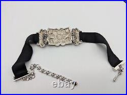 Heidi Daus Art Deco Clear Rhinestone & Black Velvet Chocker Necklace