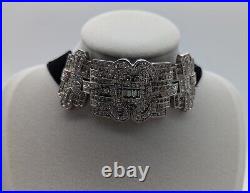 Heidi Daus Art Deco Clear Rhinestone & Black Velvet Chocker Necklace