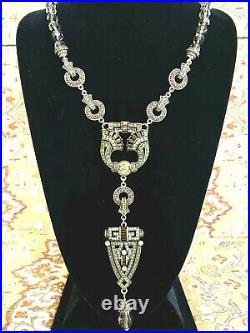 Heidi Daus Art Deco Single Strand Crystal Accented Necklace BEAUTIFUL LONG PC