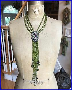 Heidi Daus Bright Green Bead Long Tassel HALTING GLAMOUR Necklace RETIRED