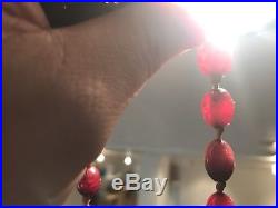 Huge 1920's Art Deco Cherry Amber Bakelite Bead Necklace 110.3 Grams