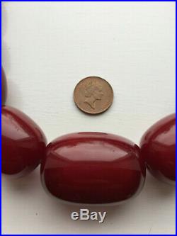 Huge Antique Art Deco Cherry Amber Bakelite Bead Necklace 206 Grams