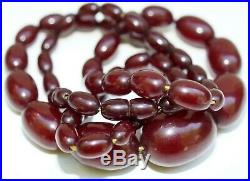 Huge Vintage Art Deco Cherry Amber Bakelite Bead Necklace -70 Grams