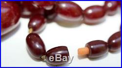 Huge Vintage Art Deco Cherry Amber Bakelite Bead Necklace -70 Grams